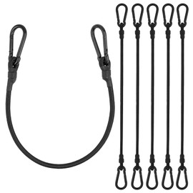 Bungee Cords with Carabiner Hooks, 24 Inch Heavy Duty Elastic Straps, Black, Set of 4