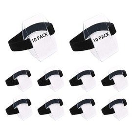 Aotunbey 10 Pcs Arm Badge Holder Armband ID Card Holder with Adjustable Hook and Loop Fastener Clear Name Tag Badge Carrier Black