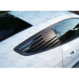 Decal Concepts Flat Black American Flag Rear Quarter Window Accent Decal (2) (Fits Mustang 2015-2022)