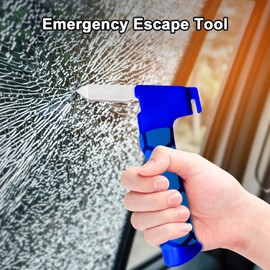 Car Get-Off Handrail, 3-in-1 Auto Notfallhammer mit Gurtschneider & Fensterbrecher | Sicherheitswerkzeug für Rettungseinsätze | Robustes Fluchtwerkzeug für PKW, LKW & Taxi (Blau)
