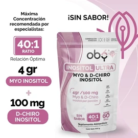Oby Inositol Puro Ultra Myo & D-Chiro Max Concentración polvo | 2 Pack 120 días