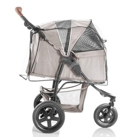 Rain Cover for Dog Pram for medium and large dogs - Dog Stroller Rain Cover with Rear Side Entry, Ventilation Holes and Peek a Boo Window - Transparent