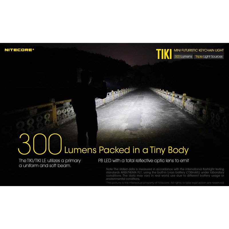 Nitecore Tiki LE Keychain Flashlight, 300 Lumens USB-C Rechargeable with