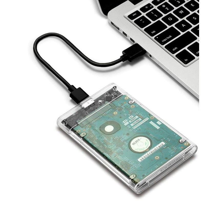 Clear 2.5" Hard Drive Case, USB 3.0 Compatible, SATA Connection,