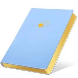 CAGIE Lined Journal Notebook for Women and Girls 256 Pages Cute Diary with Heart-Shaped Leather Journals for Writing A5 Soft Cover Notebooks for Work School, 5.7 x 8.3 Inches, Azurite Blue