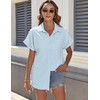 HOTOUCH Button Down Blouse Women Summer Comfortable V-Neck Shirt Loose