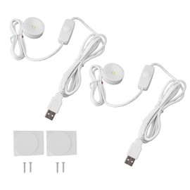 2PCS LED Spot Lights Professional 5V USB Dimmable Round Small Spot Lights for Display Case Jewelry Case Entryway Cabinet Warm Light