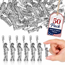 NUOBESTY 50Pcs Statue of Liberty Charms for Jewelry Making, Antique Silver Alloy Pendants Patriotic Souvenir Theme Party Favors for DIY Necklace Bracelet Earrings Keychain Crafts