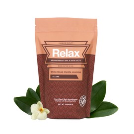 Epsom Salt Bath Soak, Dead Sea Salt for Soaking, Hot Tub Spa Aromatherapy, Bath Crystals with Vitamins & Minerals, White Musk Vanilla Jasmine by Relax