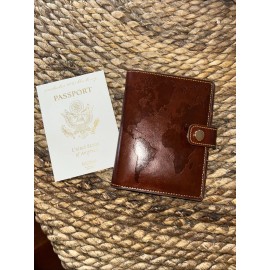 Eccolo Passport Holder World Traveler  vegan leather stamped NEW