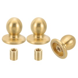 PATIKIL 27.5 x 28mm Lamp Finials Caps Knob, 3 Set Solid Brass Lamp Shade Top Decoration Screw Cap Nuts with Brass Reducing Adapter for Table Lamps Floor Lamps