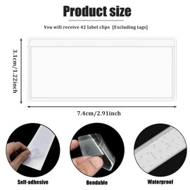 42 PCS Self Adhesive Index Card Holder Clear Adhesive Pockets Label Holders Plastic Storage Tote Labels for Organizing Bins Box Drawer Supermarket Bookshelf Mailbox Business Kitchen