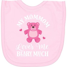 inktastic MomMom Loves Me Girls Bear Newborn Bib Pink 2ee14