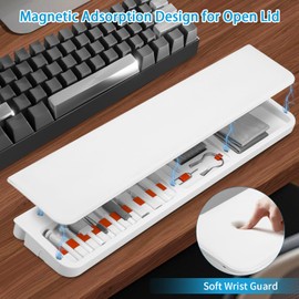 22 in 1 Tastatur Reinigungsset mit Wrist Rest Weichem Elastischem Material, Kopfhörer Reinigungsset für AirPods,Kompaktes Design PC Reinigungsset Zubehör für Tablet, Computer, Handys (Weiß)