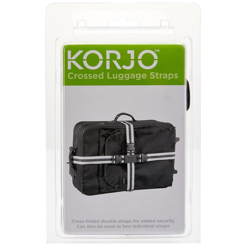 Korjo Crossed Luggage Straps, Includes 2 Travel Luggage Straps and