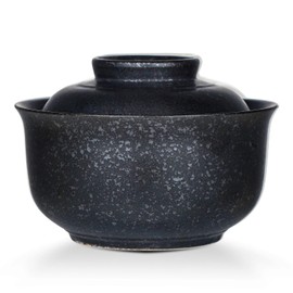 VanEnjoy Microwavable Ramen Bowl with Lid, 25 Oz Japanese Bowl Big Ceramic Japanese Soup Bowl with Lid, Korean Clay Pot - black