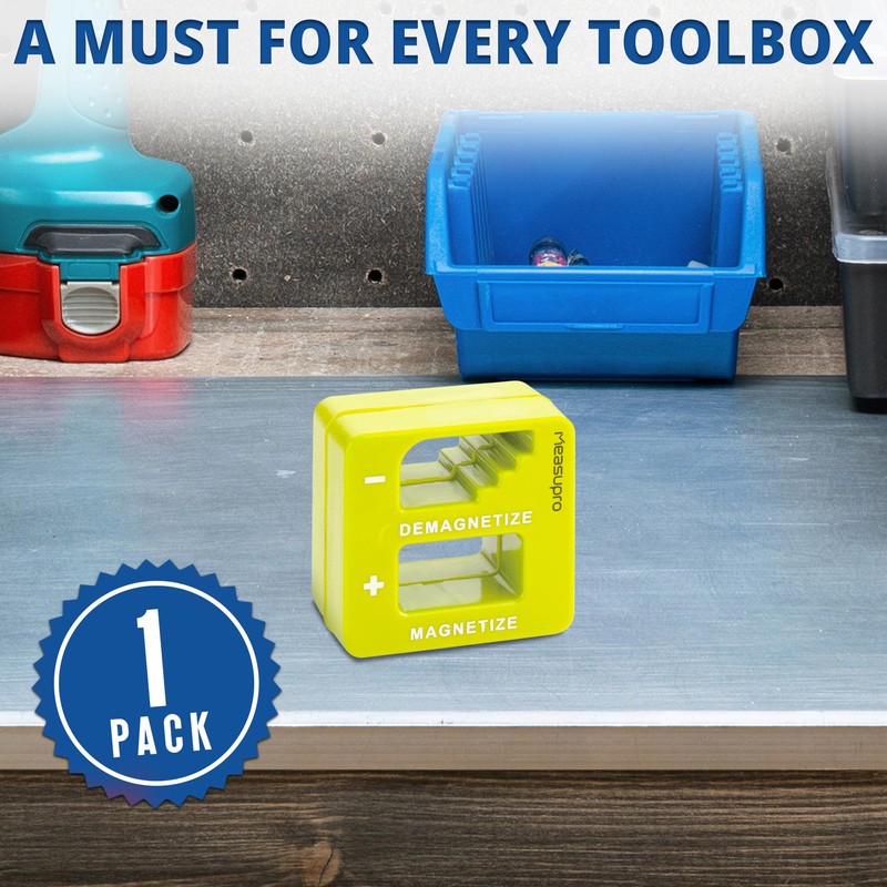 MeasuPro Demagnetizer and Magnetizer - Yellow - for Screwdrivers Tips,