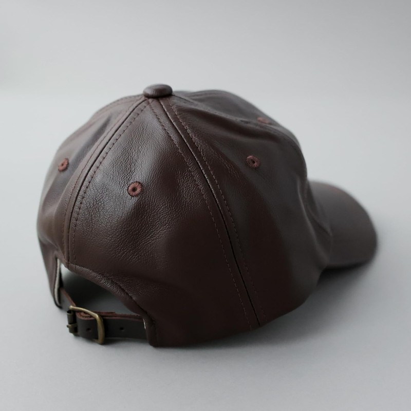 ReqHatter Genuine Leather Leather Low Cap Hat 6 Panel Cap