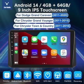 ESSGOO 4+64G Carplay Android14 Car Stereo GPS FM NAVI For Dodge Grand Caravan 2011-2020
