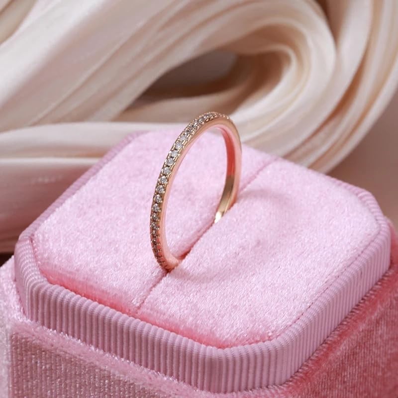 mellowact 14KGP Full Eternity Ring, Hypoallergenic, 14K Gold Plated, Rose