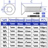 Countersunk Screws M5 x 8 mm Stainless Steel Hexagon Socket