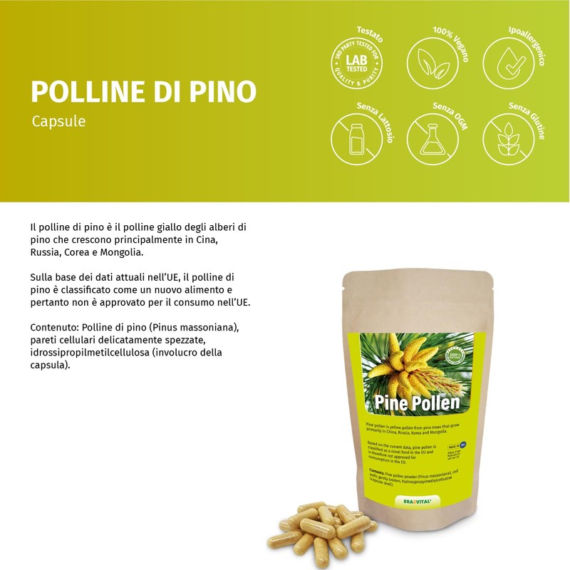 Pinien Pollen Kapseln Wildsammlung Zellwandgebrochen vegetarische Kapselhülle (90 stück (1er