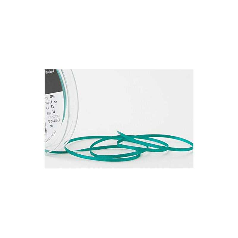 Berisfords Double FACE Poly Satin Ribbon, Jade, 3 mm
