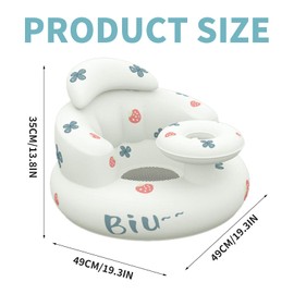 Inflatable Baby Chair – Inflatable Seat for Babies 3-36 Months with Built-in Air Pump, Infant Back Support Sofa, Soft & Safe Blow Up Baby Seat for Sitting Up, Bathing & Feeding(Strawberry)
