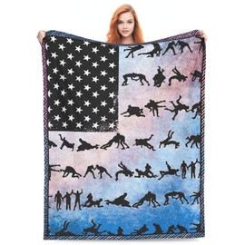 Manta de lucha contra la bandera americana, manta de franela súper suave, ligera, esponjosa, de forro polar, para luchadores, niños, mujeres, niñas, niños, adultos, para cama, sofá, 40 x 50 pulgadas