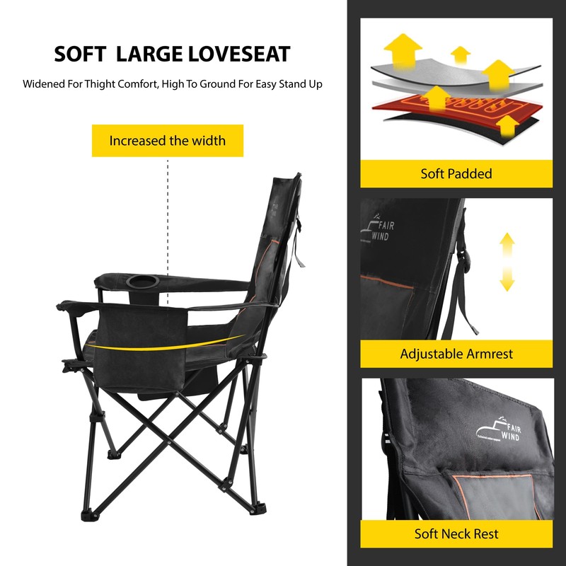 FAIR WIND Oversized Padded Camping Chair with Footrest Stool Set