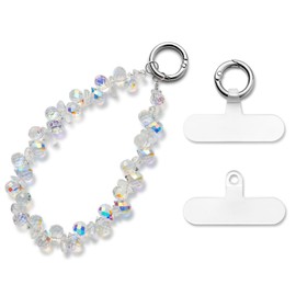 MORSUNBELA Phone Chain Beads Lanyard White Universal Phone Accessories Cell Phone Charm Strap Wrist Phone Chain