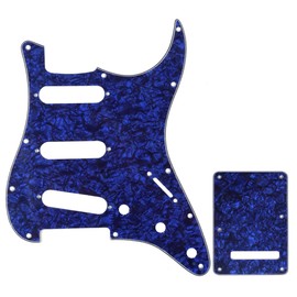 Musiclily SSS 11 Holes Strat Guitar Pickguard and BackPlate Set for Fender USA/Mexican Made Standard Stratocaster Modern Style Parts,4Ply Blue Pearl