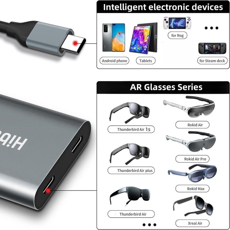 NCGGY XREAL Hub,Charge and Play Adapter,Power Your AR Glasses While