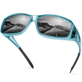 Peekaco Polarized Sunglasses Fit Over Glasses for Men Women, Wrap Around Sunglasses UV400 Protection for Driving