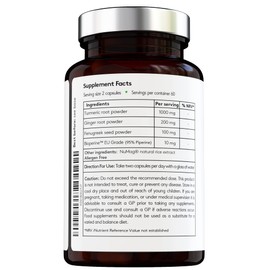 100% Natural - Triple Action: Turmeric, Ginger & Fenugreek - with Bioperine for Better Absorption - 120 Vegan Capsules - High Strength - Premium Ingredients - Made in The UK