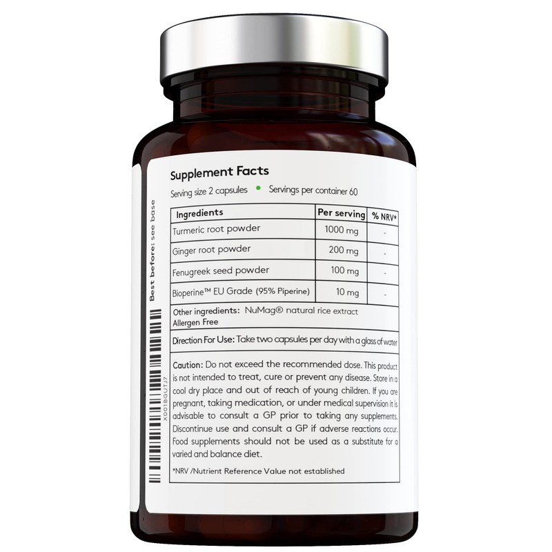 100% Natural - Triple Action: Turmeric, Ginger & Fenugreek -