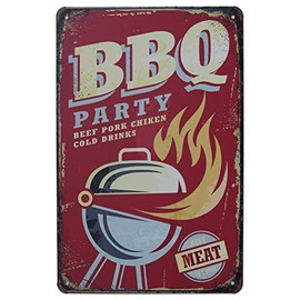 ARTCLUB BBQ Party Metal Sign Vintage Plaque Wall Decor