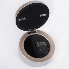 Mom Love You More Everyday Jeweled Pewter Colored Round Music Box Plays What a Wonderful World