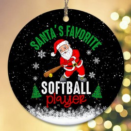 Sportyzen 2024 Christmas Ornament - Santa's Favorite Softball Player Ceramic Ornament, Tree Decor Gifts for Softball Player, Gift-Ready Keepsake for Softball Enthusiasts, Family, Friends