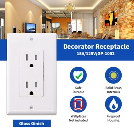 10 Pack Standard Duplex Receptacle 15A 125V, Tamper Resistant/TR Outlet 110V, North America Wall Socket, UL/cUL Approved Receptacle