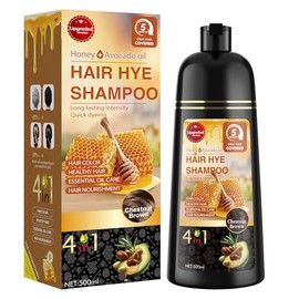 XYZCREATIVE Chestnut Brown Hair Dye Shampoo 3 in 1 for Women & Men 100% Gray Hair Coverage - Herbal Ingredients Natural Plant Hair Color - Hair Dye in Minutes 500ML