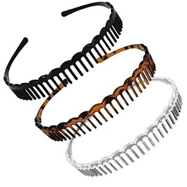 Topkids Accessories Zig Zag Shark Tooth Head Band Teeth Hair Band Alice Band Comb Headband Zigzag Hairband Wavy Grip Wave Gripper Saw Toothed Aliceband (3pc Black + Tort + Clear 2cm Teeth)
