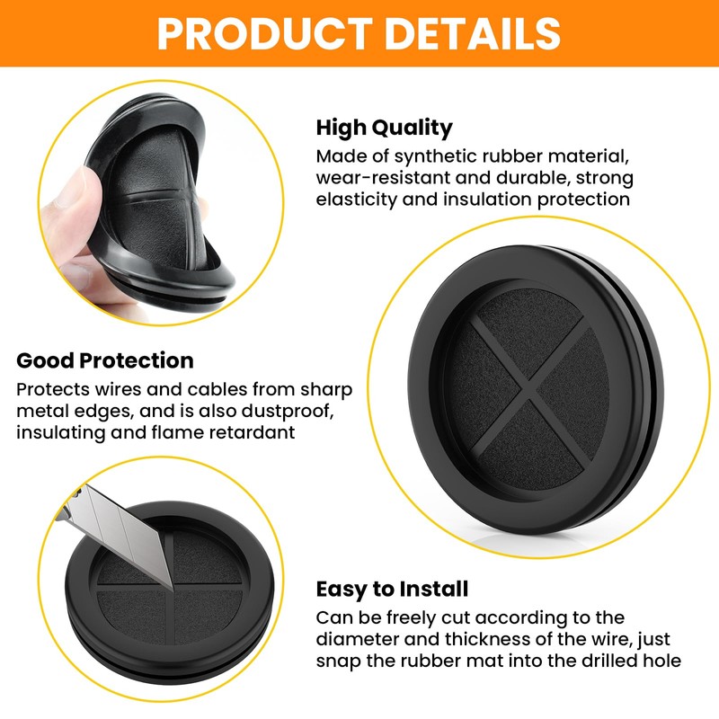 Firewall Rubber Grommets 2-1/8" ID 2-1/2" Drill Hole Double-Sided Hole