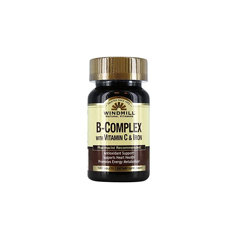 Windmill B-Complex Tablets with Vitamin C and Iron Supplement -