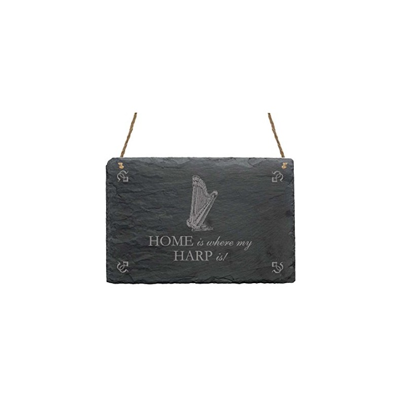 Slate 'Home is Where My Harp Is' Sign with Harp