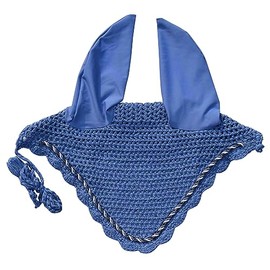 Elegant Horse Ear Bonnet, Fly Veil & Fly Mask – Superior Fly Protection with Style and Comfort for Every Ride (Dark Sky Blue, Horse/Full)