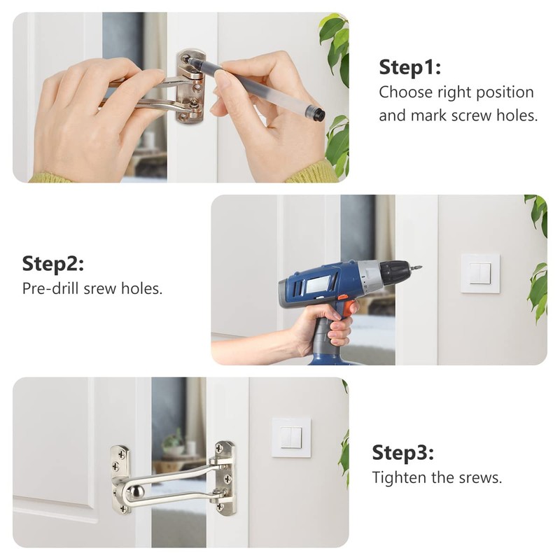 Door Latch, 2 Pack Door Security Locks for Kids, Door