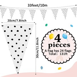 Mindsoft 131 ft Polka Dots Classroom Decor 7.8" x 11.8'' Polka Dots Bunting String Banner Flags Polka Dots Triangle Flag Bunting Garland for School Classroom Decor Outdoor Events Supply, 4 Pcs