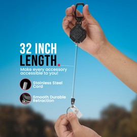 The Ultimate Retractable ID & Keychain Carabiner – Big Clip, 32” Steel Cord, Unbeatable Durability - Perfect for Office, School, Hospital, Construction, Recreation, 8oz, 1 Pack