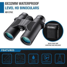 Barska AB12762 Level HD Waterproof Binoculars, Black, 8x32mm